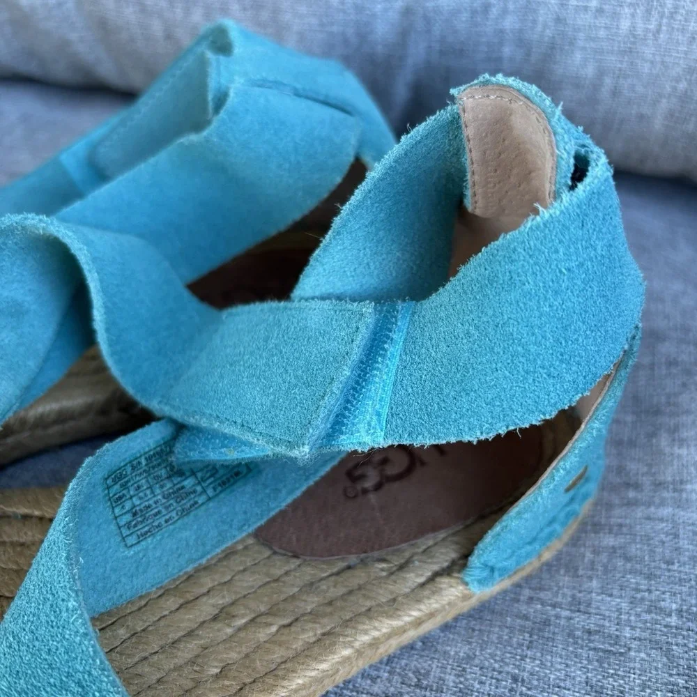 UGG Women's 8 Mila Gladiator Espadrille Sandal Acapulco Teal‎ Blue 1016877
